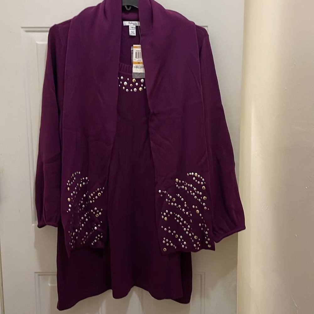 STYLE&CO,NWTWomen’s 3X Sweater and scarf set; embellished with gold/silver studs